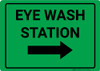 Eye Wash Station Green Arrow Right Landscape - Wall Sign