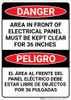 Danger: Panel Must be Kept Clear Bilingual Spanish - Wall Sign Danger: Panel Must be Kept Clear Bilingual Spanish - Wall Sign