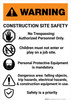Warning: Construction Site Safety Rules - Safety is a Priority Portrait - Wall Sign