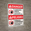 Danger: Confined Space Authorized Only ANSI Bilingual Spanish - Wall Sign