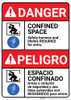 Danger: Confined Space Safety Harness Lifine Required Bilingual Spanish - Wall Sign Danger: Confined Space Safety Harness Lifine Required Bilingual Spanish - Wall Sign