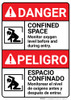 Danger: Confined Space Monitor Oxygen Level Bilingual Spanish - Wall Sign