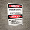 Danger: Confined Space Hazardous Atmosphere Bilingual Spanish - Wall Sign Danger: Confined Space Hazardous Atmosphere Bilingual Spanish - Wall Sign
