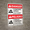 Danger: Confined Space Test Atmosphere ANSI Bilingual Spanish - Wall Sign