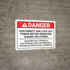 Danger: Disconnect Before Removing Guards or Covers Bilingual Spanish - Wall Sign
