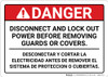 Danger: Disconnect Before Removing Guards or Covers Bilingual Spanish - Wall Sign