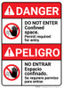 Danger: Do Not Enter Confined Space Permit Required Bilingual Spanish - Wall Sign