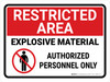 Restricted Area: Explosive Material with Icon Landscape - Wall Sign