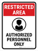 Restricted Area: Authorized Personnel Only with Icon V2 Portrait - Wall Sign