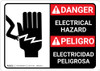 Danger: Electrical Hazard with Graphic ANSI Bilingual Spanish - Wall Sign