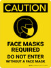 Caution: Face Masks Required Do Not Enter Without Portrait - Wall Sign