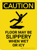 Caution: Floor May Be Slippery When Wet or Icy Portrait - Wall Sign Caution: Floor May Be Slippery When Wet or Icy Portrait - Wall Sign