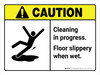 Caution: ANSI Cleaning In Progress Landscape - Wall Sign