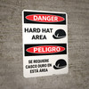 Danger: Hard Hat Area Bilingual Spanish - Wall Sign Danger: Hard Hat Area Bilingual Spanish - Wall Sign