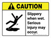 Caution: ANSI Slippery When Wet Landscape - Wall Sign