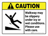 Caution: ANSI Walkway May Be Slippery Landscape - Wall Sign