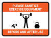 Please Sanitize Exercise Equipment Before and After Use Landscape - Wall Sign Please Sanitize Exercise Equipment Before and After Use Landscape - Wall Sign