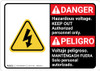 Danger: Hazardous Voltage Keep Out with Graphic Bilingual Spanish - Wall Sign