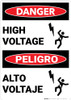 Danger: High Voltage with Graphic Bilingual Spanish - Wall Sign