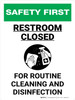 Safety First: Restroom Closed For Routine Cleaning Portrait - Wall Sign Safety First: Restroom Closed For Routine Cleaning Portrait - Wall Sign