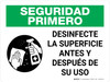 Safety First: Disinfect Surface Before and After Use Spanish Landscape - Wall Sign Safety First: Disinfect Surface Before and After Use Spanish Landscape - Wall Sign