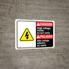 Danger: High Voltage Inside Do Not Enter with Graphic Bilingual Spanish - Wall Sign