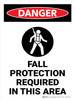 Danger: Fall Protection Required In This Area Portrait - Wall Sign