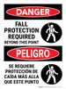 Danger: Fall Protection Required Bilingual Spanish Portrait - Wall Sign