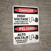Danger: High Voltage Turn Power Off Before Servicing Bilingual Spanish - Wall Sign