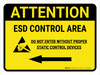 Attention: ESD Control Area Left Arrow Landscape - Wall Sign