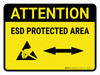 Attention: ESD Protected Area Bidirectional Arrow Landscape - Wall Sign