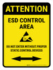 Attention: ESD Control Area Bidirectional Arrow Portrait - Wall Sign