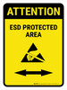 Attention: ESD Protected Area Bidirectional Arrow Portrait - Wall Sign