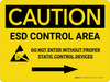 Caution: ESD Control Area Right Arrow Landscape - Wall Sign