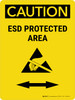 Caution: ESD Protected Area Bidirectional Arrow Portrait - Wall Sign