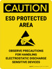 Caution: ESD Protected Area Portrait - Wall Sign Caution: ESD Protected Area Portrait - Wall Sign