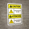 Danger: Microwave in Use with Graphic ANSI Bilingual Spanish - Wall Sign Danger: Microwave in Use with Graphic ANSI Bilingual Spanish - Wall Sign