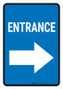 Entrance Right Arrow Blue Portrait - Wall Sign