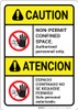 Danger: Non Permit Confined Space ANSI Bilingual Spanish - Wall Sign Danger: Non Permit Confined Space ANSI Bilingual Spanish - Wall Sign