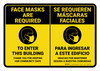 Face Mask Required To Enter This Building Thank You Spanish Bilingual Landscape - Wall Sign