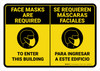 Face Mask Required To Enter This Building Spanish Bilingual Landscape - Wall Sign Face Mask Required To Enter This Building Spanish Bilingual Landscape - Wall Sign