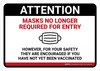 Masks No Longer Required For Entry Landscape - Wall Sign