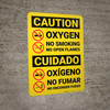 Caution: Oxygen No Smoking No Flames Bilingual Spanish - Wall Sign