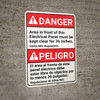 Danger: Area in Front of Panel Must be Kept Clear Bilingual Spanish - Wall Sign Danger: Area in Front of Panel Must be Kept Clear Bilingual Spanish - Wall Sign