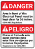 Danger: Area in Front of Panel Must be Kept Clear Bilingual Spanish - Wall Sign Danger: Area in Front of Panel Must be Kept Clear Bilingual Spanish - Wall Sign
