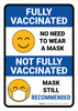 Not Fully Vaccinated Mask Still Recommended Portrait - Wall Sign