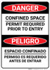 Danger: Confined Space Permid Required Bilingual Spanish - Wall Sign