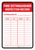 Fire Extinguisher Inspection Record V3 Portrait - Wall Sign