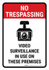 No Trespassing: Video Surveillance in Use on These Premises Portrait - Wall Sign No Trespassing: Video Surveillance in Use on These Premises Portrait - Wall Sign