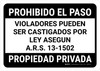 No Trespassing: Private Property Arizona BLACK Spanish Landscape - Wall Sign
